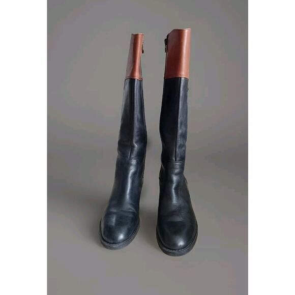 Franco Sarto Clove 2 Two-Tone Riding Boots Zip-Up Brown Black Womens 8 - Picture 4 of 12